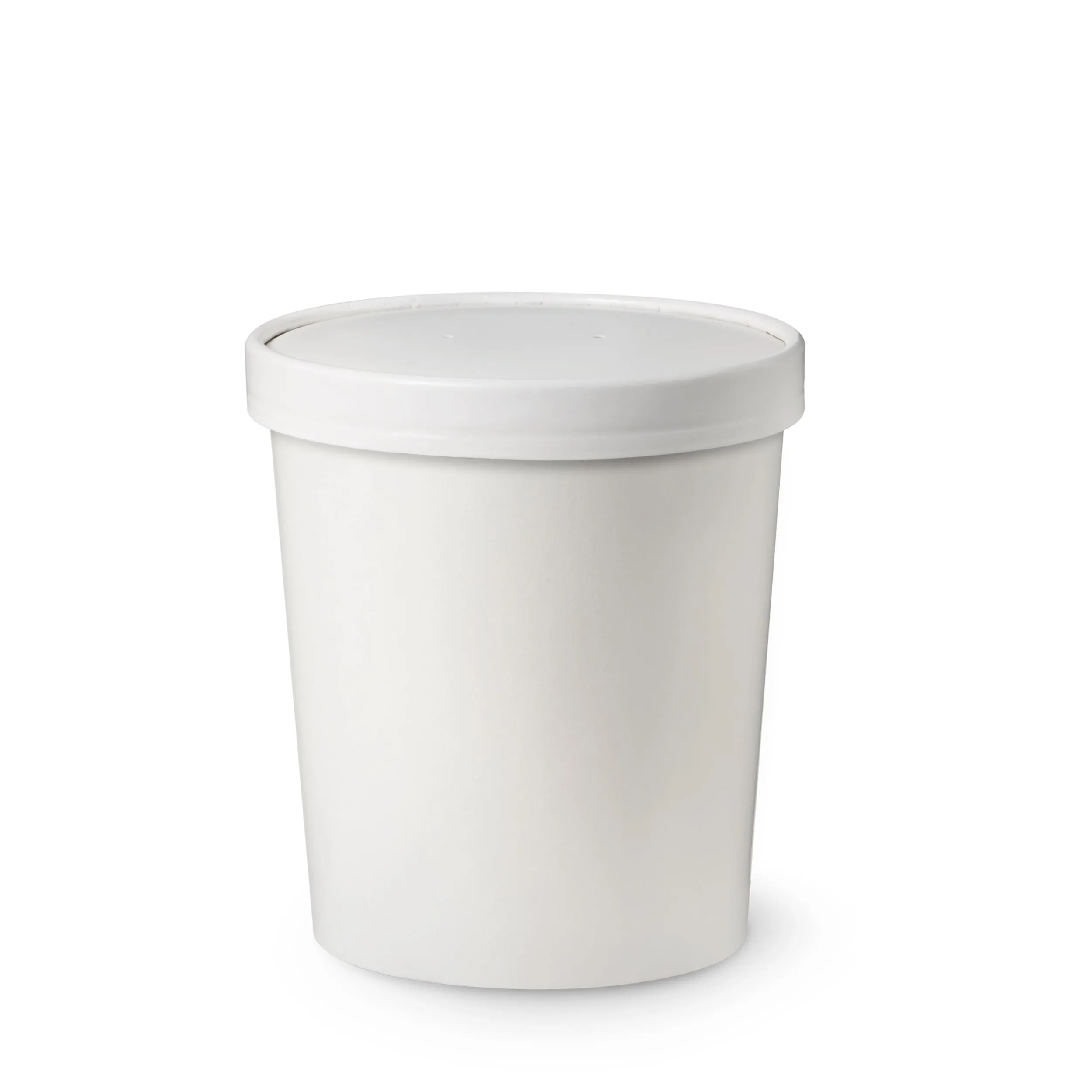 16oz White Compostable Paper Food Cup with Vented Lid