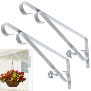 2 Pc 15" Hanging Plant Bracket Heavy-Duty Metal Garden Hangers Hooks w/ Screws