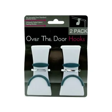 2 Pc Over the Door Hooks Hangers Hanging Purse Bag Towels Coats Rack Space Saver