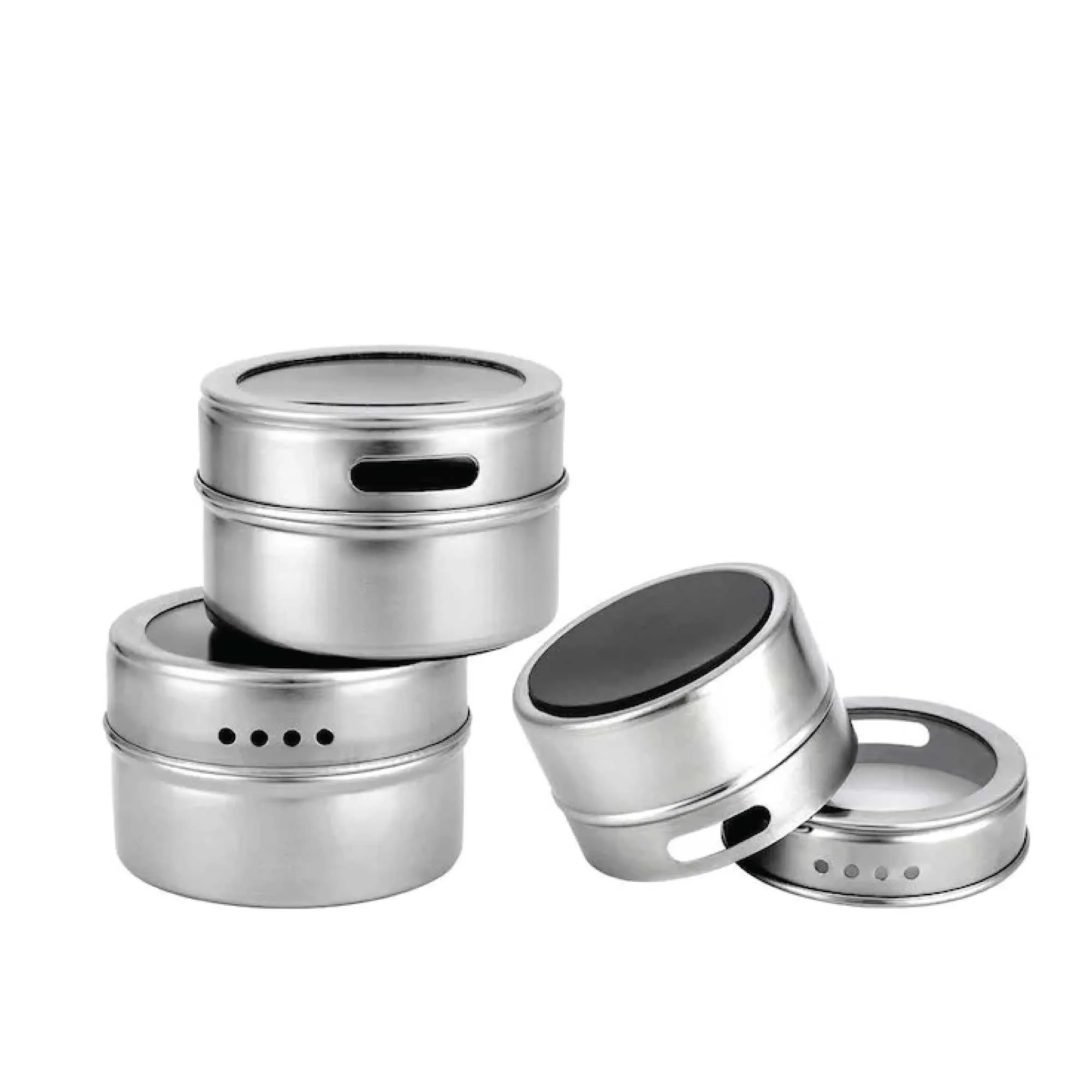 50x 150g Magnetic Spice Jar Stainless Steel Tin | Herb Seasoning Storage Container