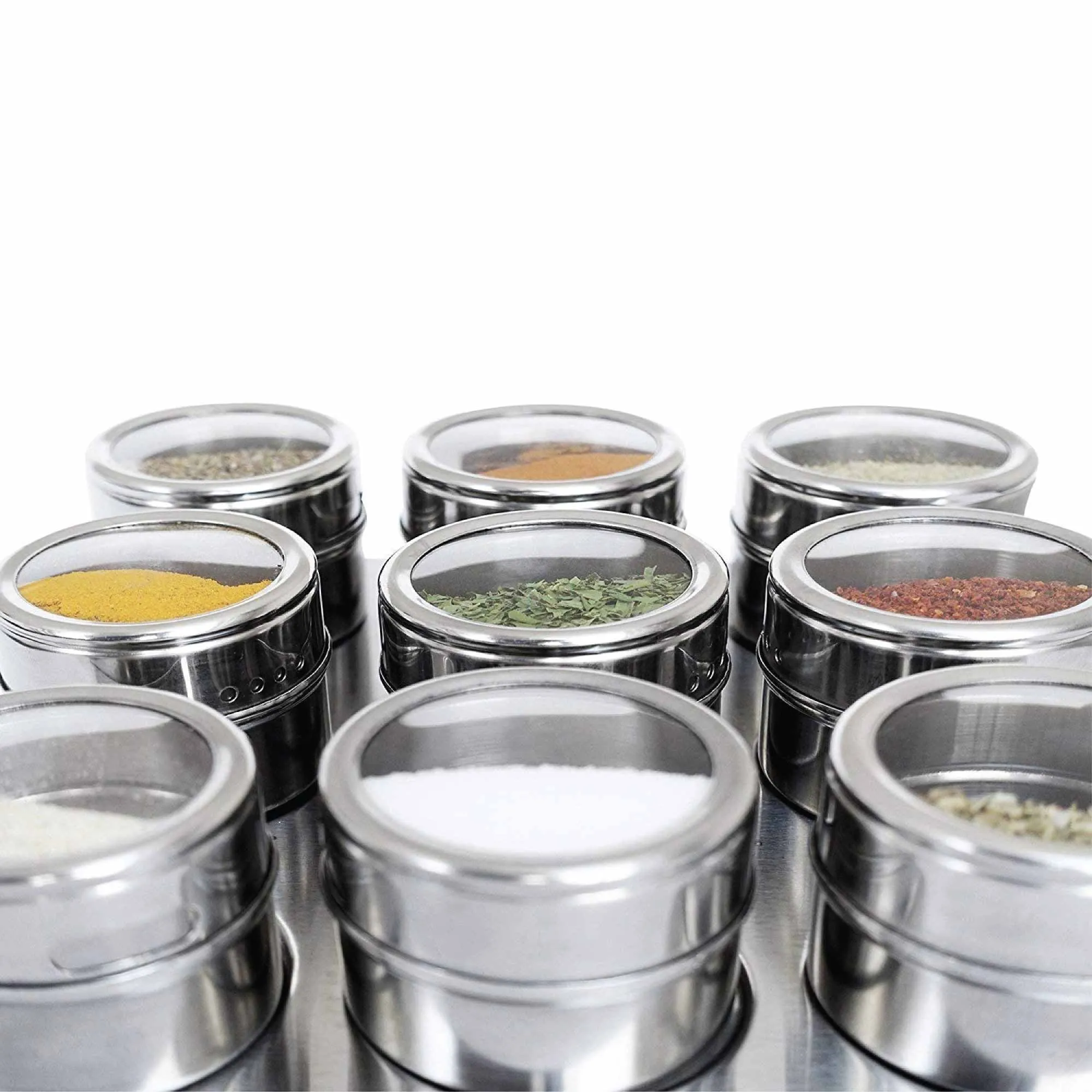 50x 150g Magnetic Spice Jar Stainless Steel Tin | Herb Seasoning Storage Container