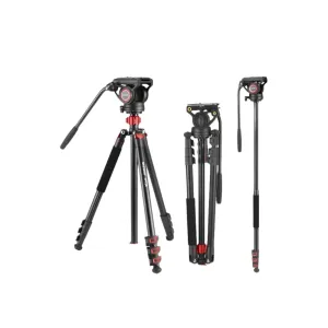 72 Fluid Head Video Tripod Monopod for Dslr Camera with Qr Plate Compatible with Dji Rs Gimbal and Manfrotto Aluminum Alloy Construction