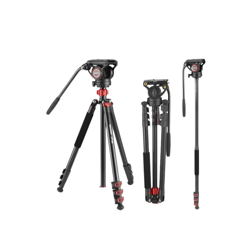 72 Fluid Head Video Tripod Monopod for Dslr Camera with Qr Plate Compatible with Dji Rs Gimbal and Manfrotto Aluminum Alloy Construction