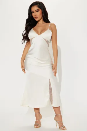 Amalfi Coast Satin Midi Dress - Cream