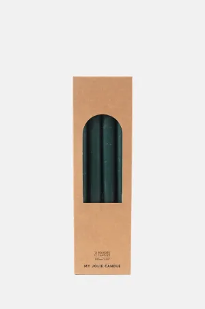 Box of 12 Dinner Candles Vert Foret