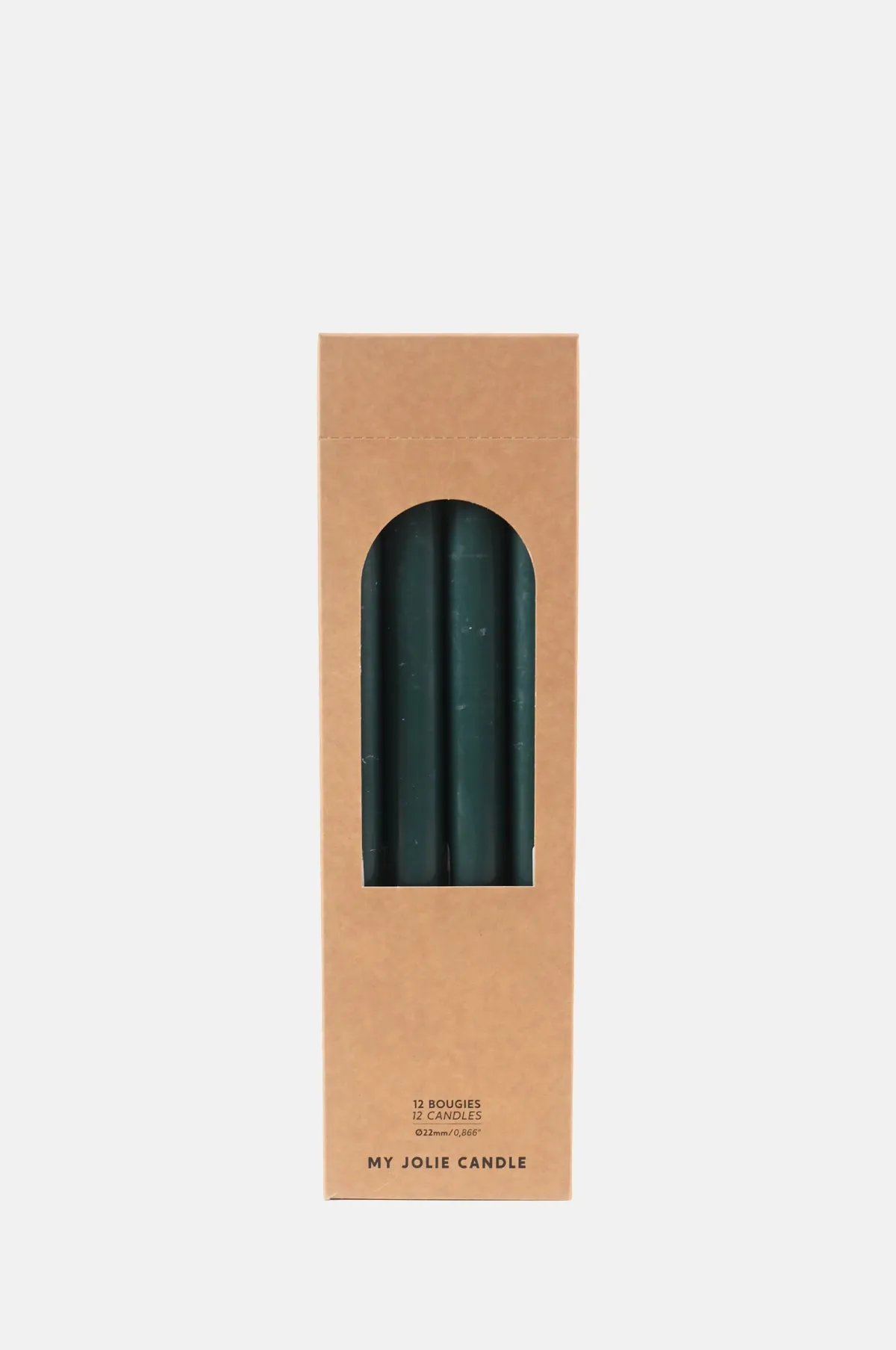 Box of 12 Dinner Candles Vert Foret