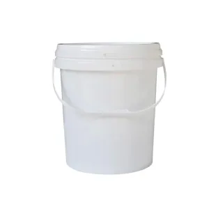 Bulk 10x 10L Plastic Buckets   Lids - Empty White With Handle - Large Food Pail