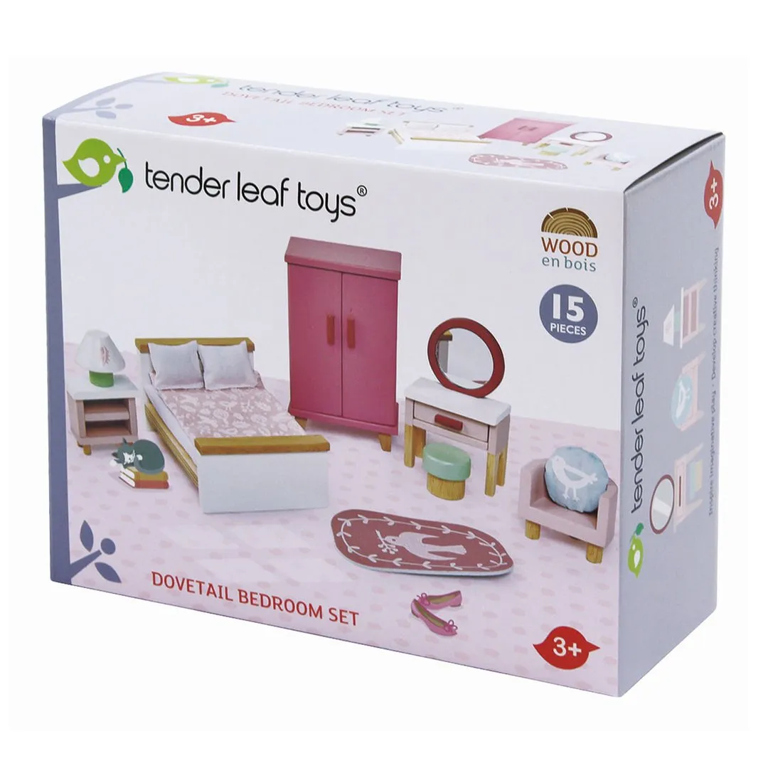 Dolls House Bedroom Wooden Furniture by Tender Leaf Toys
