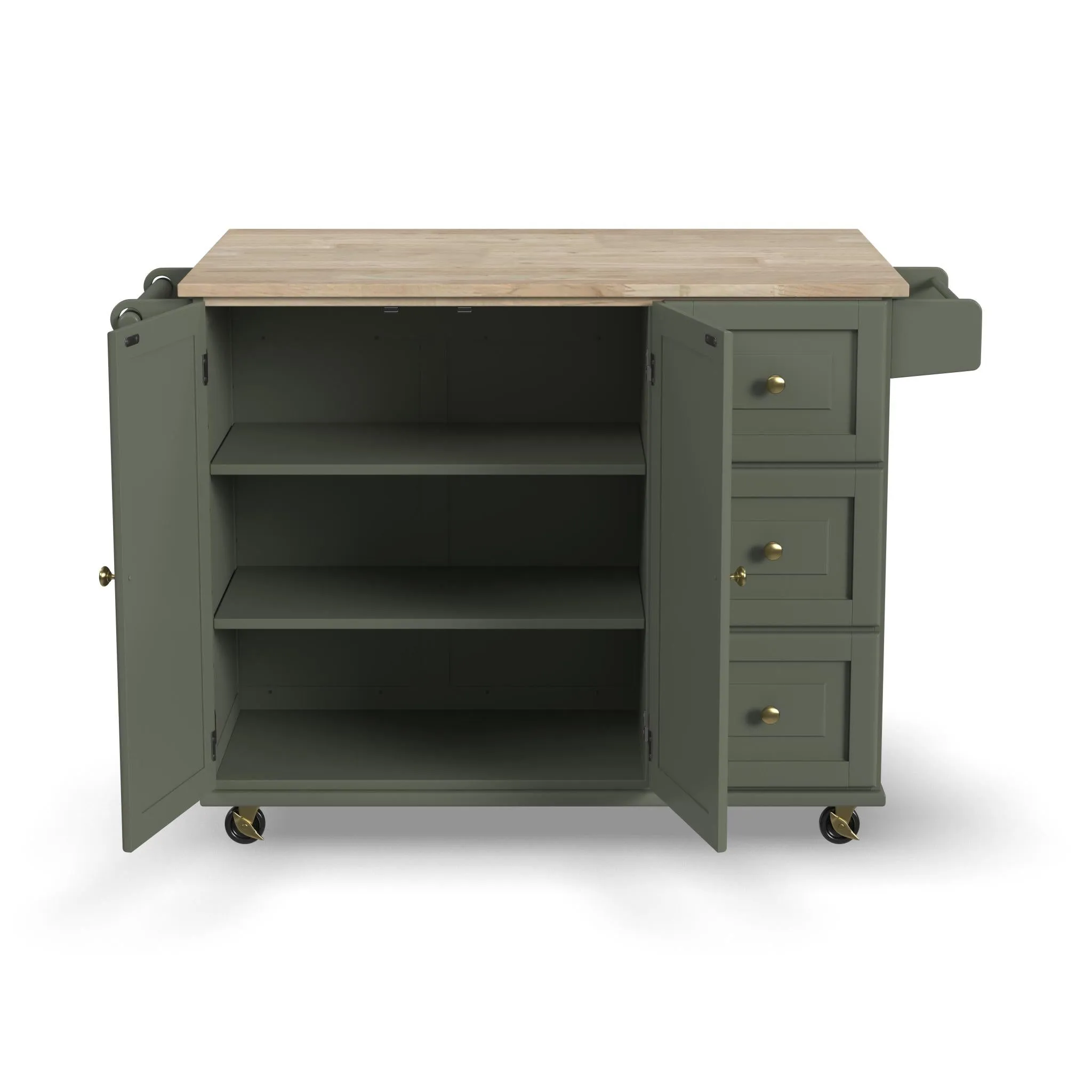 Dolly Madison Green Drop Leaf Kitchen Cart