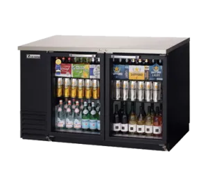 Everest EBB59G-24 57-3/4" Black Two Section Glass Door Back Bar Cooler