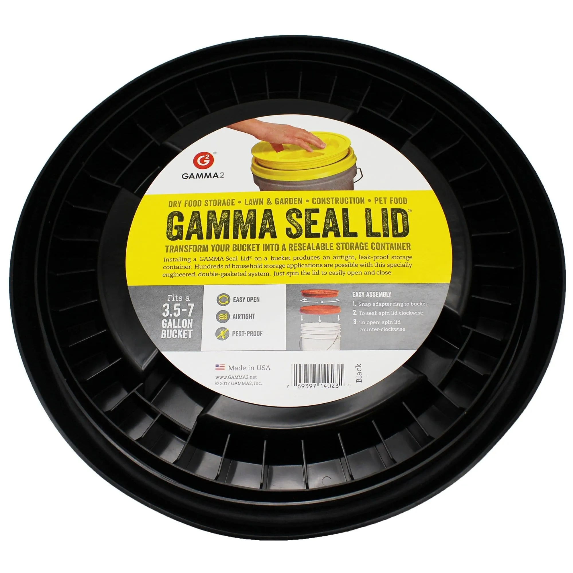 Gamma Seal Lid - Black (3.5 to 7.9 Gallon Bucket)