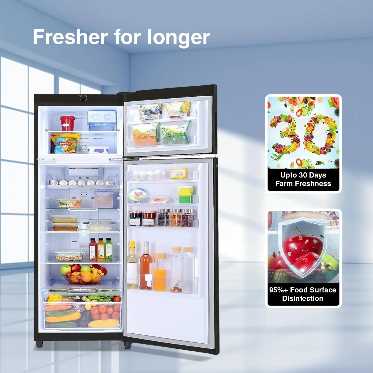 Godrej RT EONVALOR 310B RI FS ST, Fossil Steel , Edge 272 L 2 Star Nano Shield Technology Inverter Frost Free Double Door Refrigerator