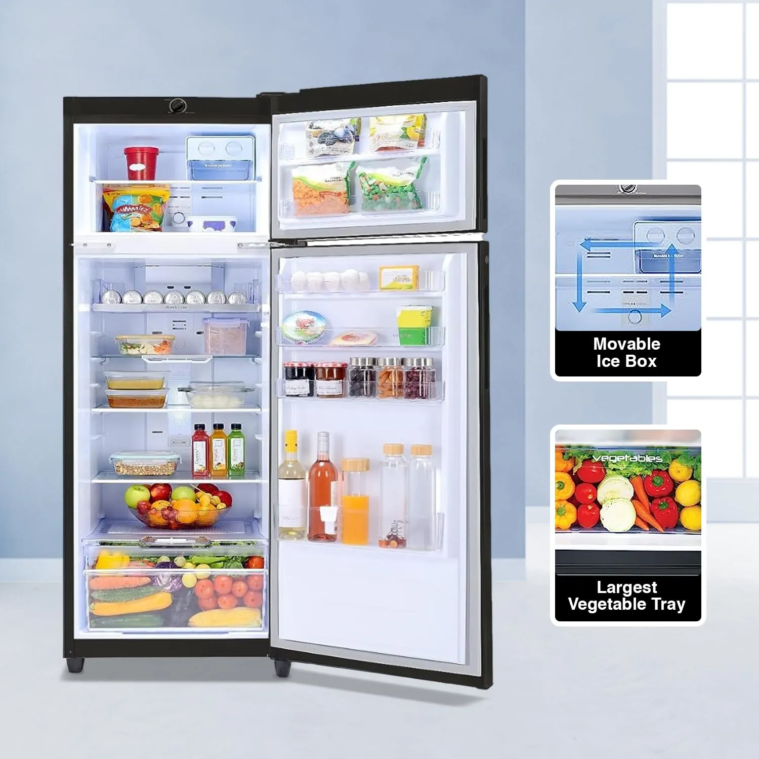 Godrej RT EONVALOR 310B RI FS ST, Fossil Steel , Edge 272 L 2 Star Nano Shield Technology Inverter Frost Free Double Door Refrigerator