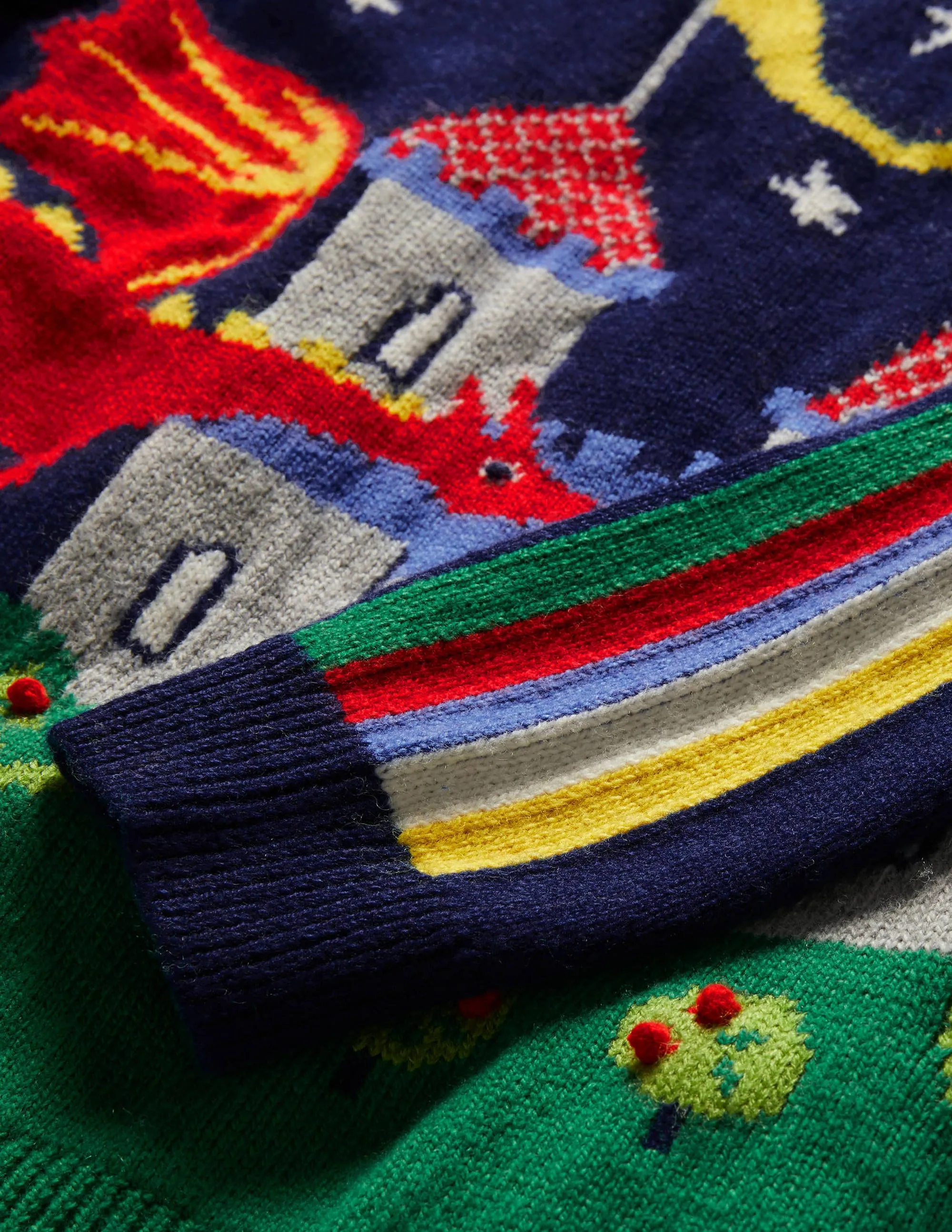 Graphic Dragon Crew Jumper-College Navy Rainbow Castle