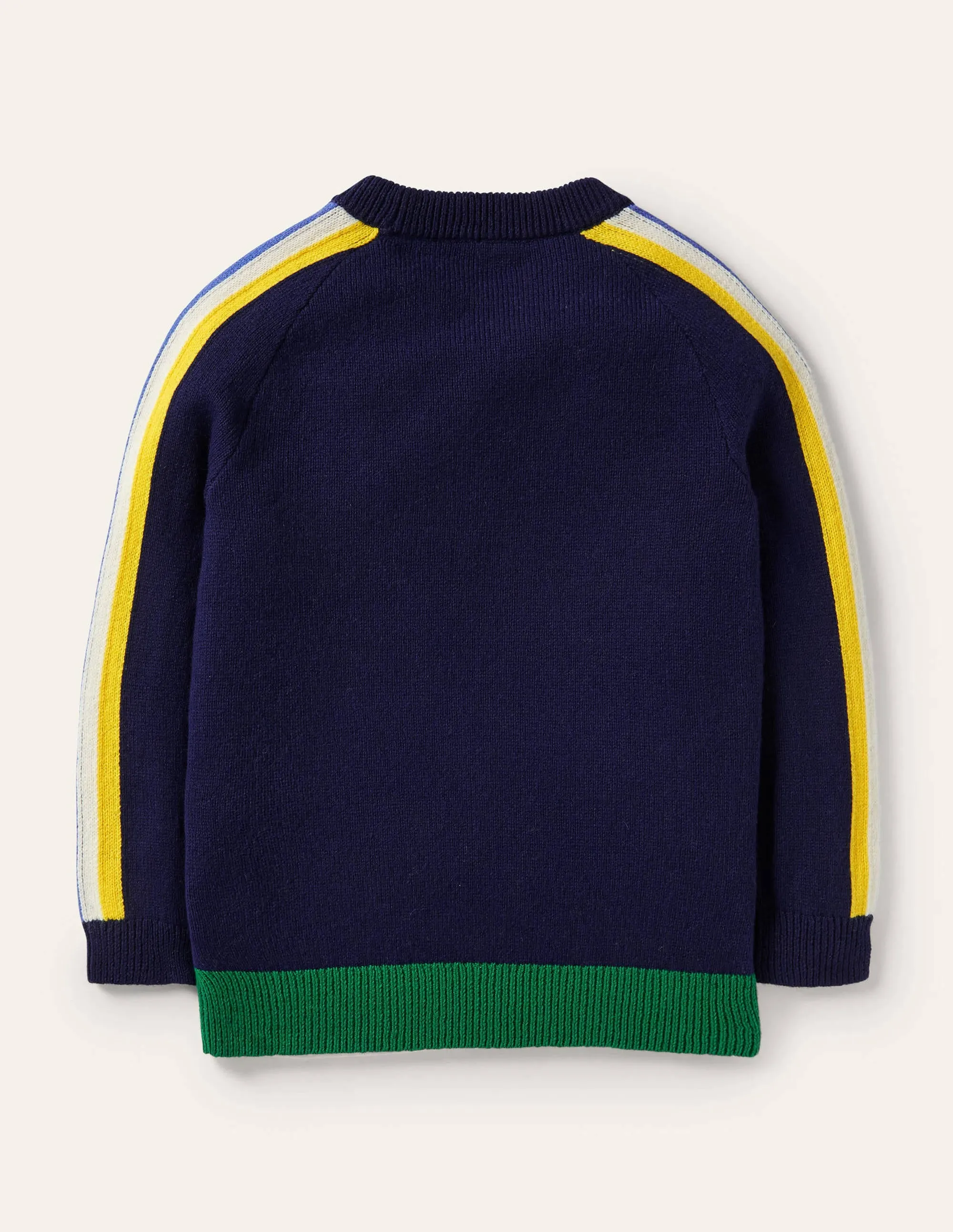 Graphic Dragon Crew Jumper-College Navy Rainbow Castle