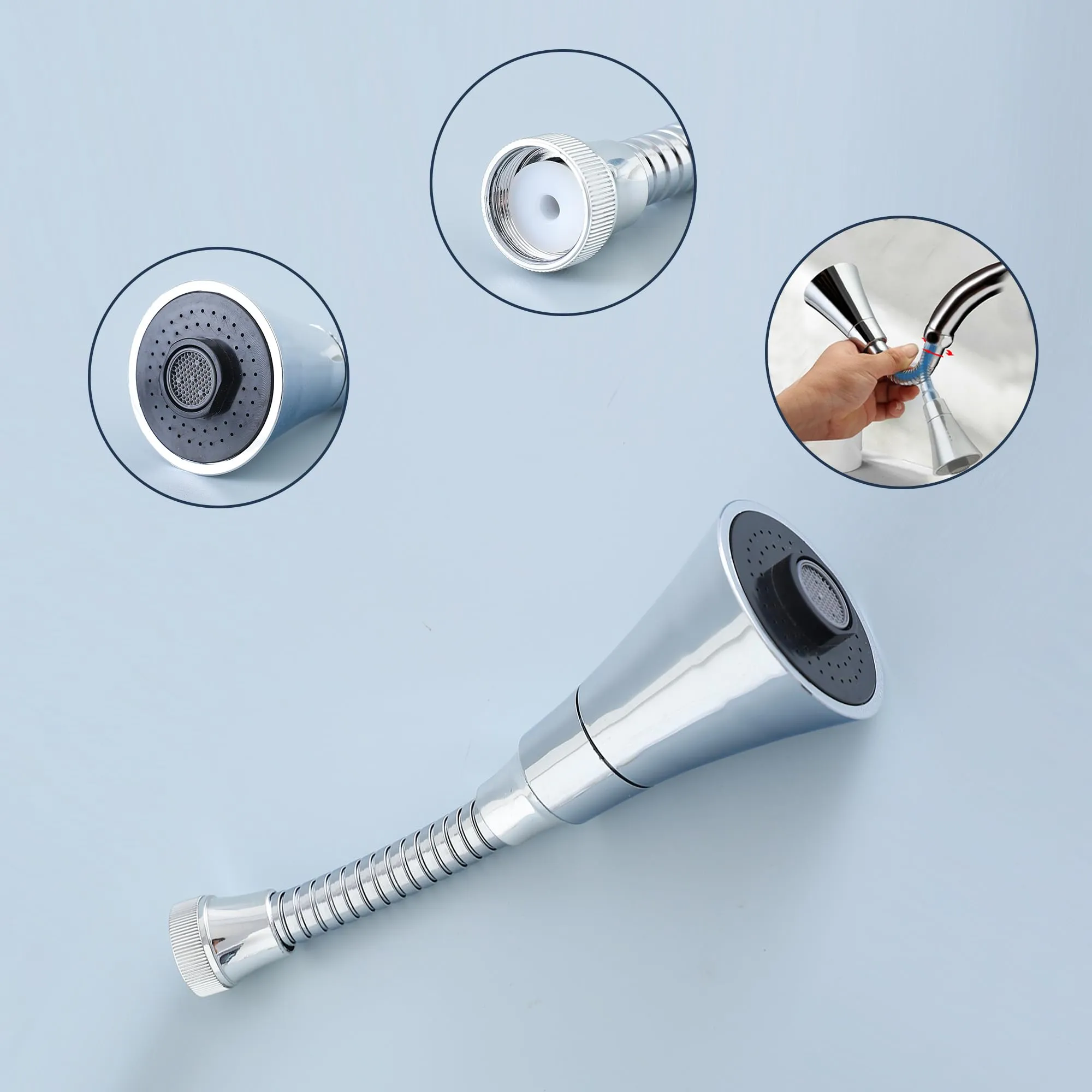 Heart Home Kitchen Faucet | 360 Degree Rotation Swivel Faucet | Adjustable Faucet Extension Tube | Faucet Water Saving for Sink Taps | JN-034 | Silver