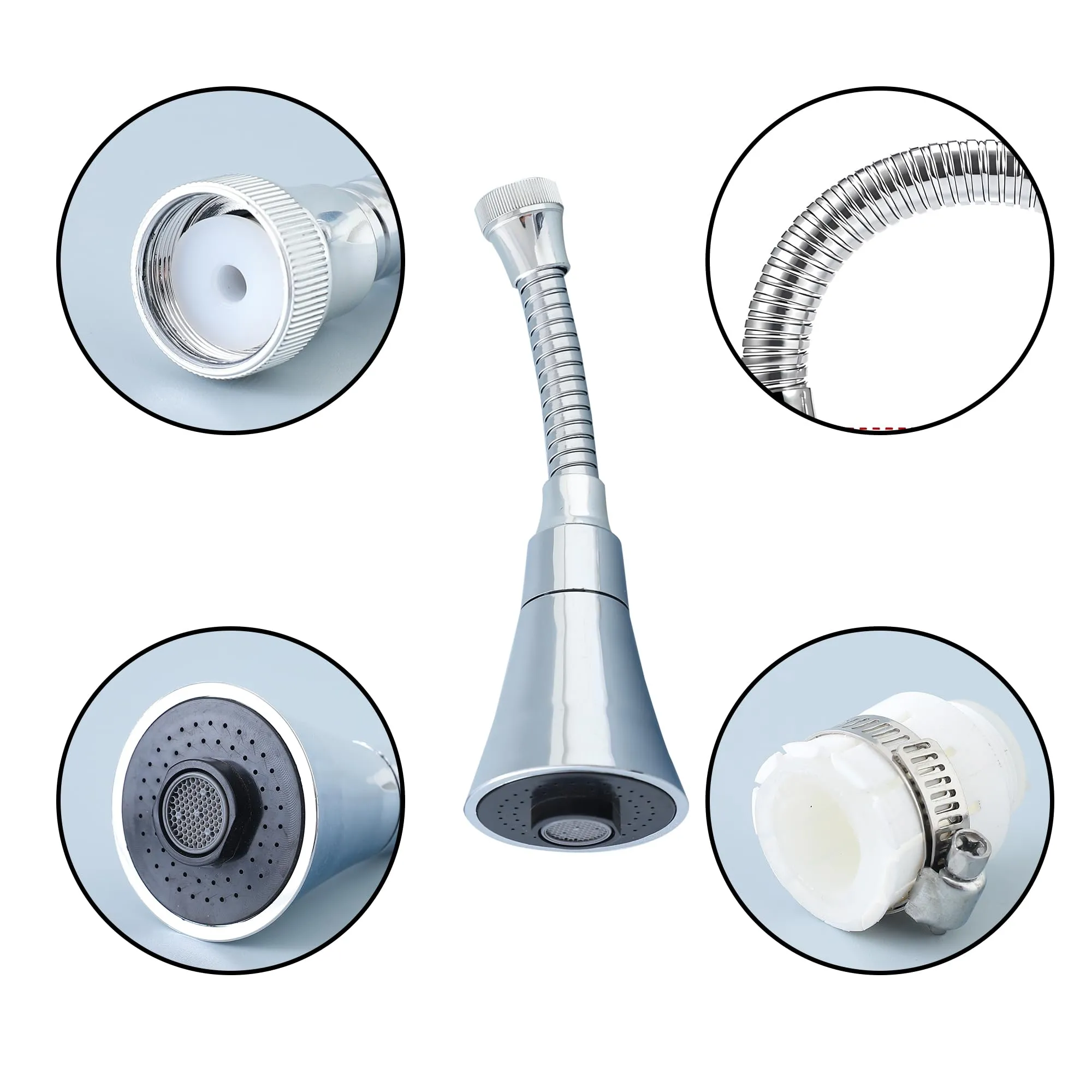 Heart Home Kitchen Faucet | 360 Degree Rotation Swivel Faucet | Adjustable Faucet Extension Tube | Faucet Water Saving for Sink Taps | JN-034 | Silver