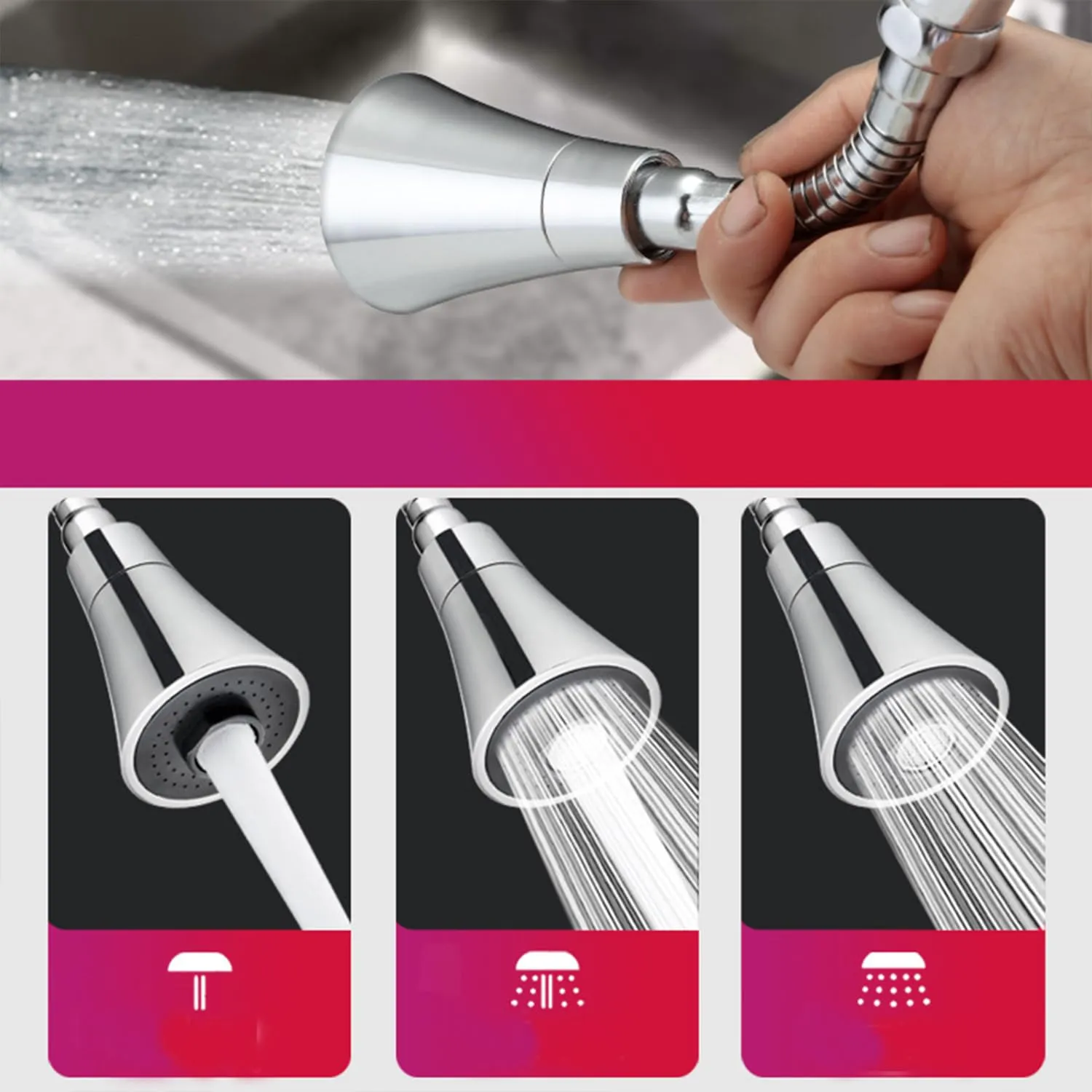 Heart Home Kitchen Faucet | 360 Degree Rotation Swivel Faucet | Adjustable Faucet Extension Tube | Faucet Water Saving for Sink Taps | JN-034 | Silver
