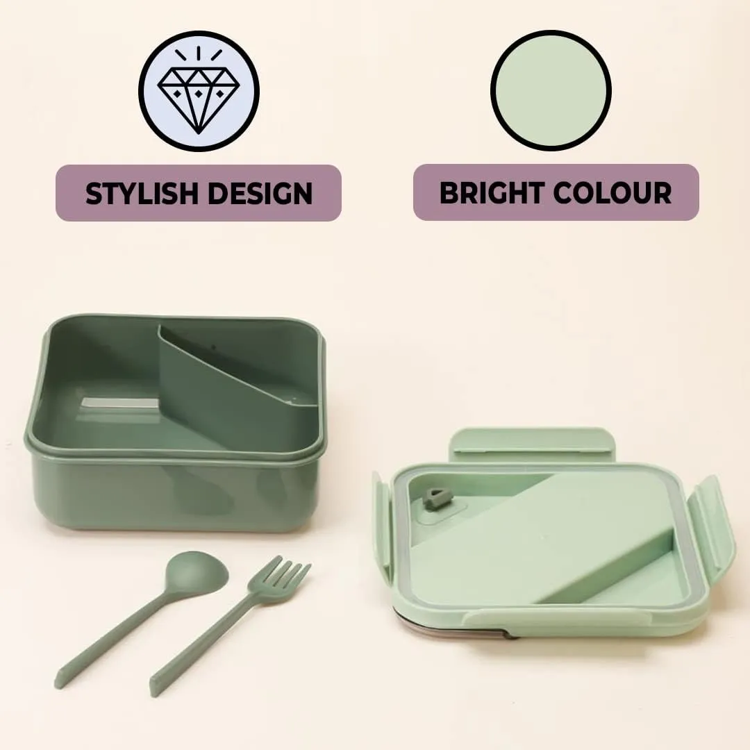 Kuber Industries Insulated Lunch Box for Kids & Adults|Premium Food-Grade PP Plastic|Leakproof & Spill Proof|Dishwasher & Microwave Safe Lunch Box|1000 ML|HX0044281|Pack of 4|Green
