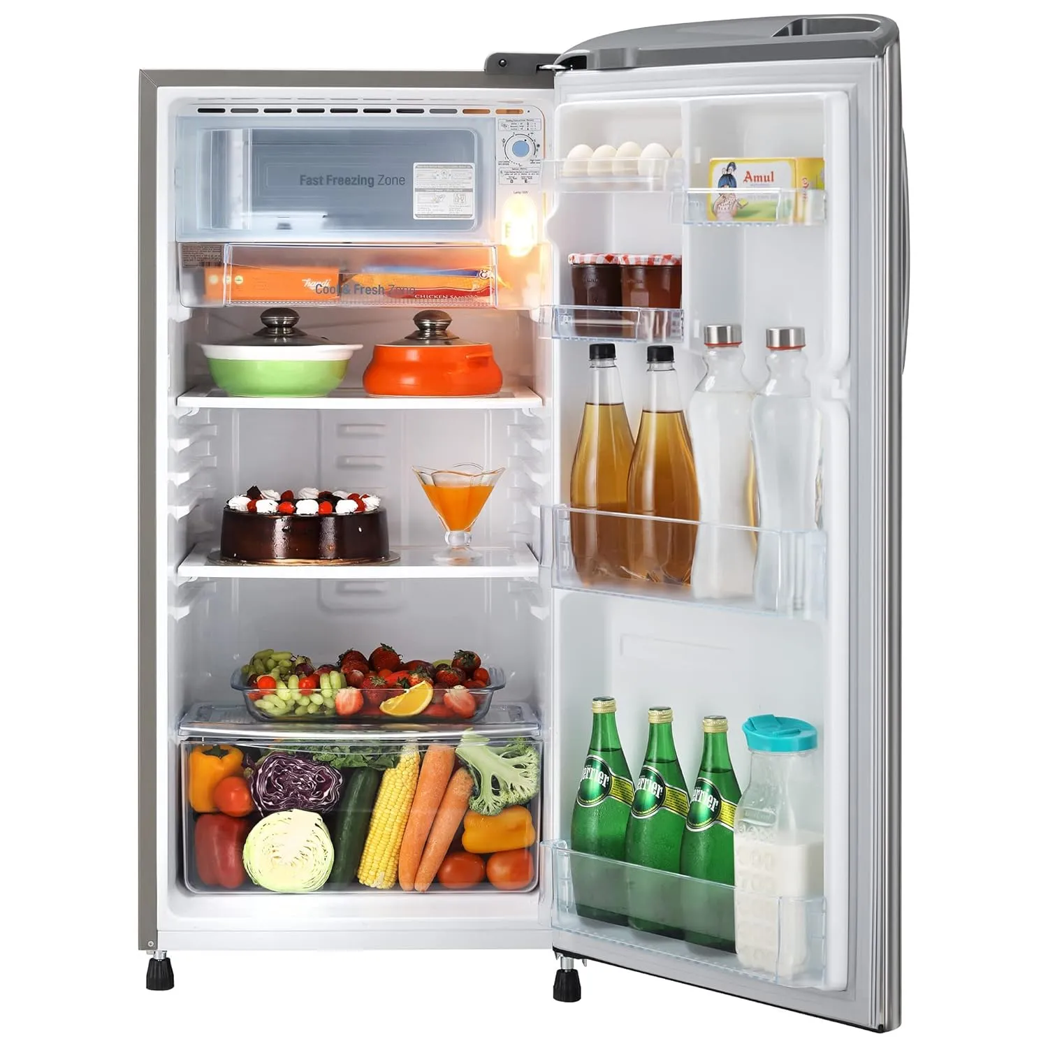 LG GL-B201APZD 185 L 3 Star Direct-Cool Single Door Refrigerator ( Shiny Steel, Fast Ice Making, Gross Volume 190 Litre)