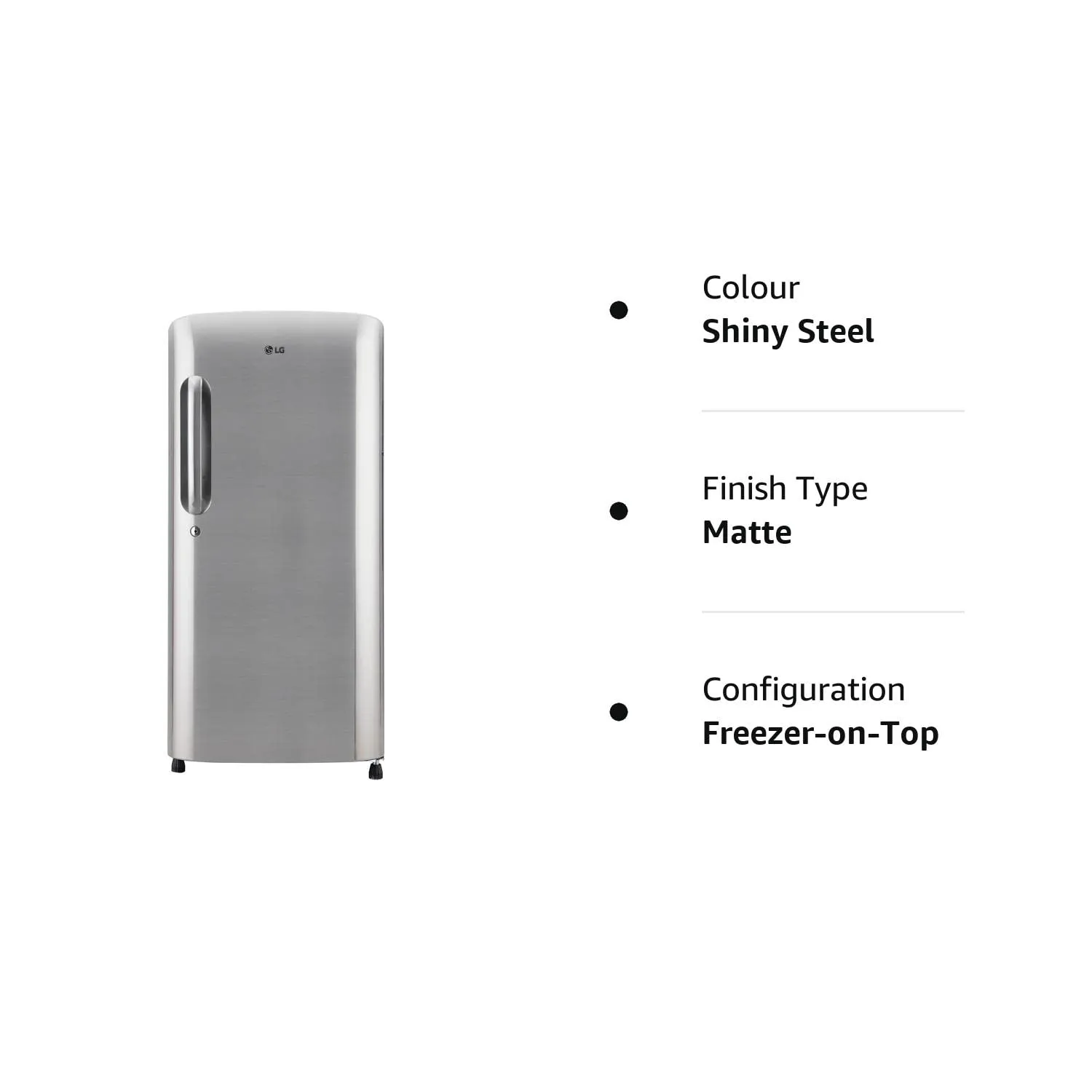 LG GL-B201APZD 185 L 3 Star Direct-Cool Single Door Refrigerator ( Shiny Steel, Fast Ice Making, Gross Volume 190 Litre)