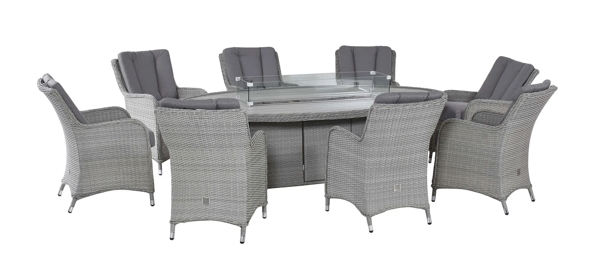 Maze Ascot 8 Seat Oval Dining Set with Fire Pit Table