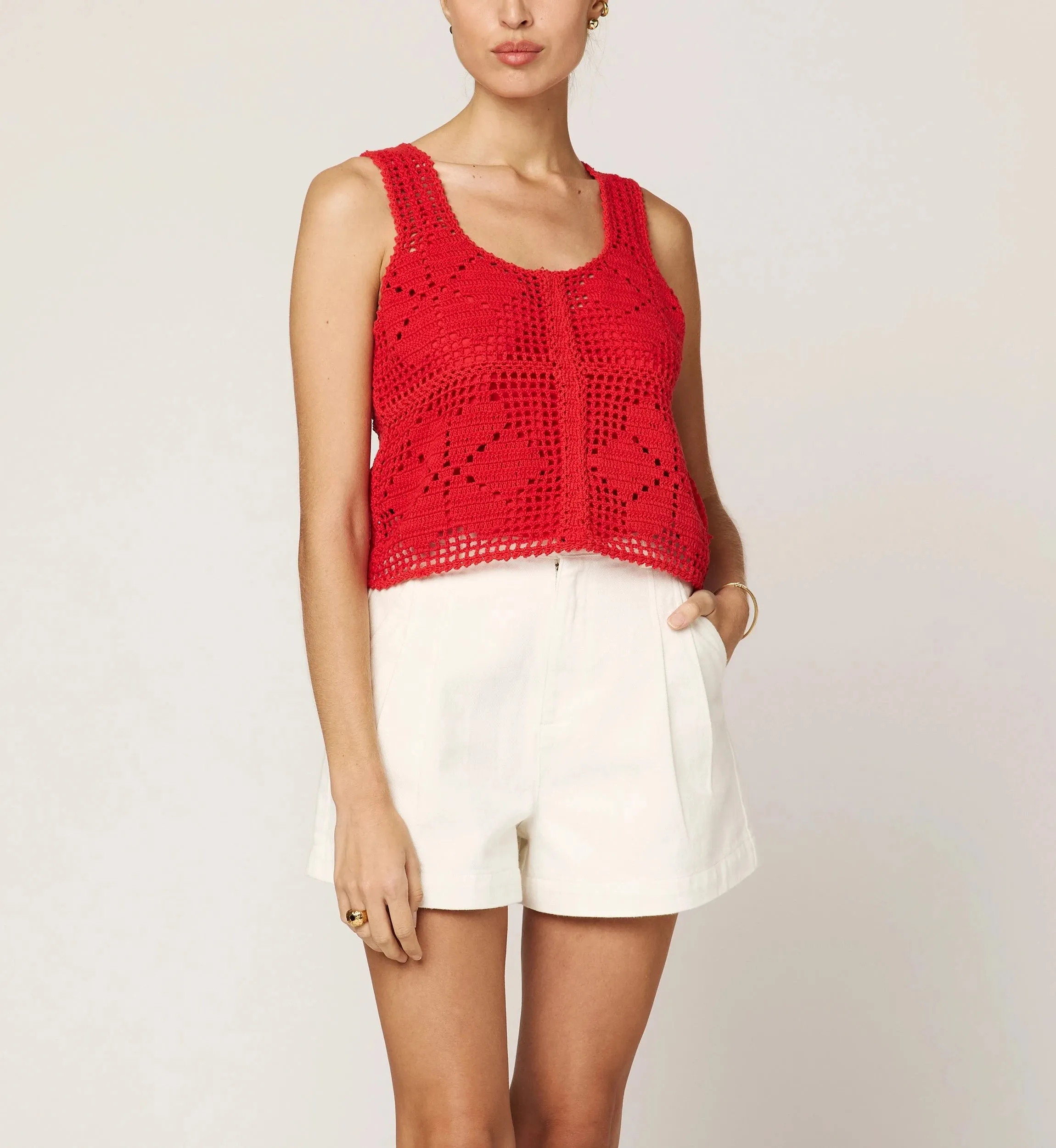 Miyuki Crochet Top | Poppy Red