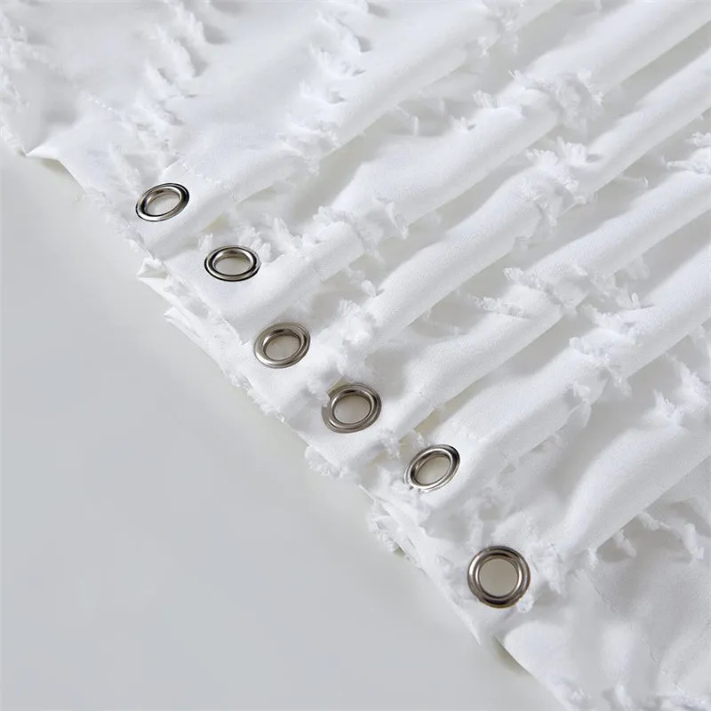 Modern Farmhouse Waterproof White Shower Curtain