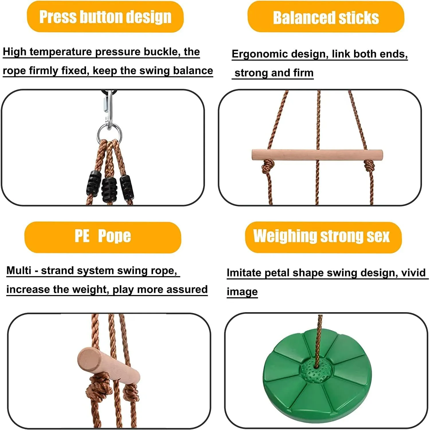REZNOR Disc Swing for Kids, Swing Set Accessories, 7FT Height Adjustable Gym Monkey Bars, Tree Swing for Backyard, Green