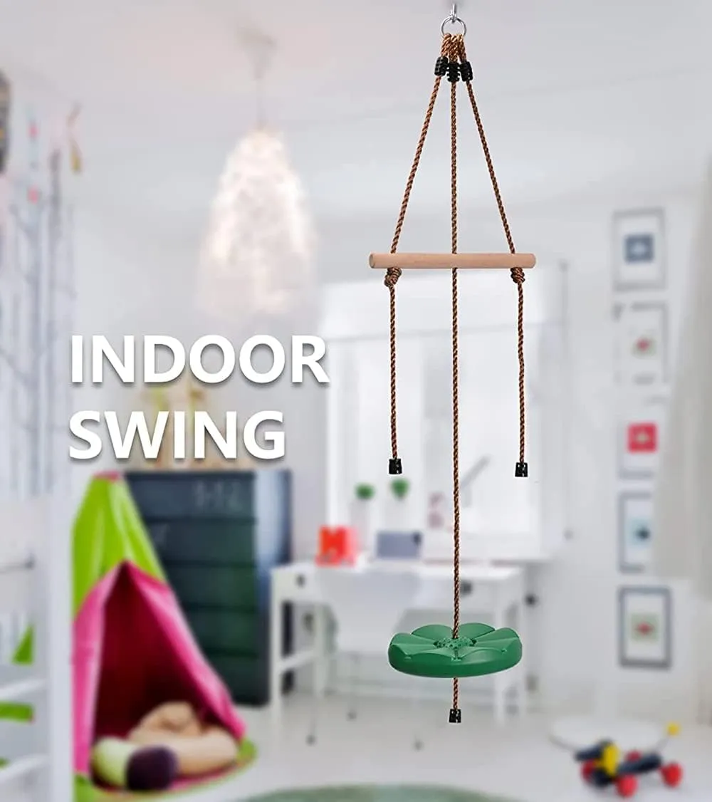 REZNOR Disc Swing for Kids, Swing Set Accessories, 7FT Height Adjustable Gym Monkey Bars, Tree Swing for Backyard, Green