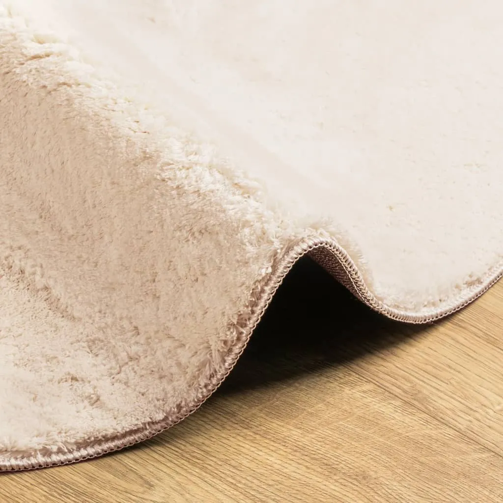 Rug HUARTE Short Pile Soft and Washable Beige Ø 200 cm