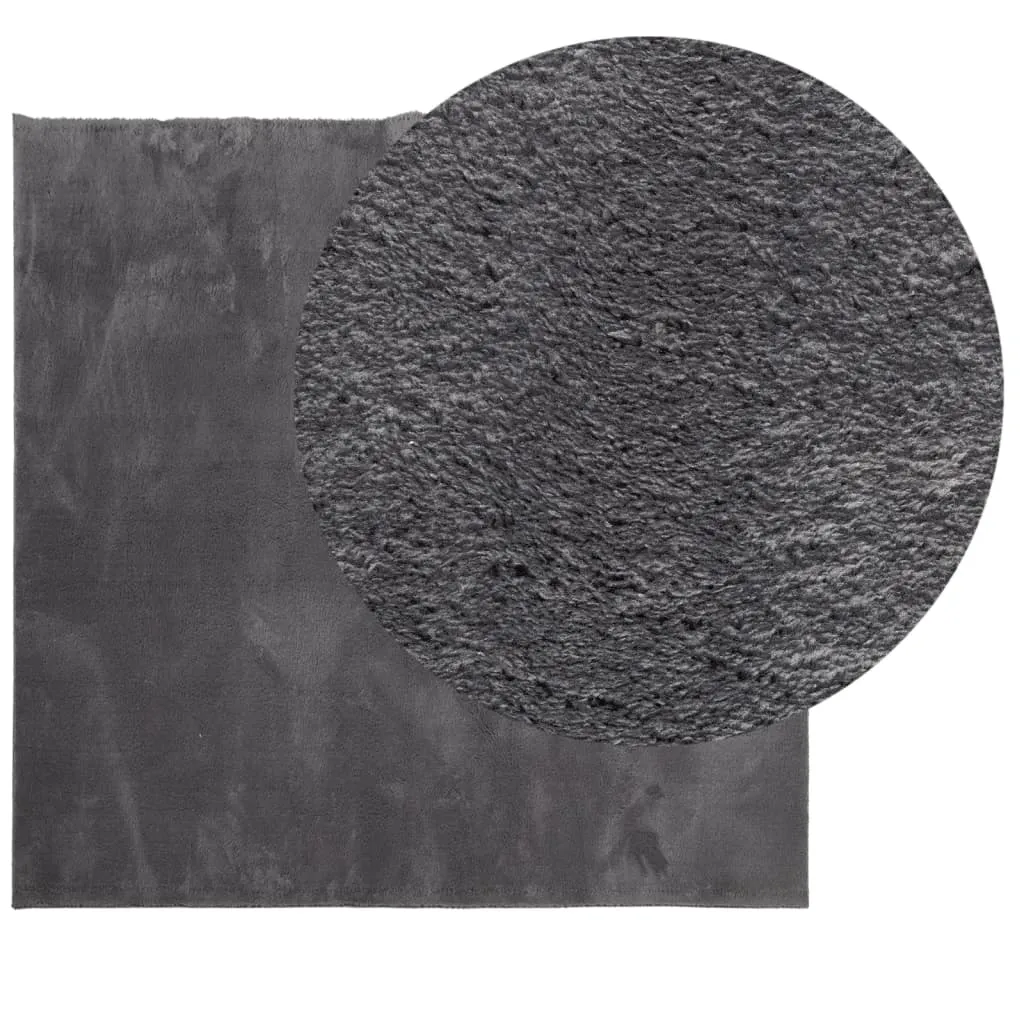 Rug Short Pile Soft and Washable Anthracite 160x160 cm