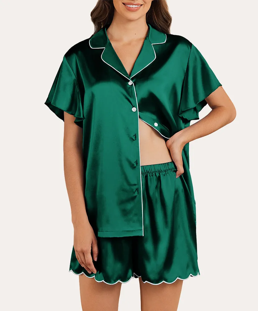 Satin Ruffle Sleeves Pajama Set (US Only)
