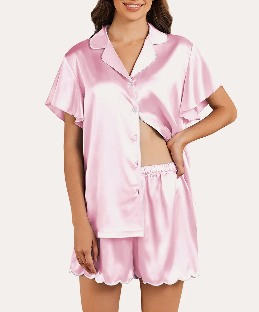 Satin Ruffle Sleeves Pajama Set (US Only)