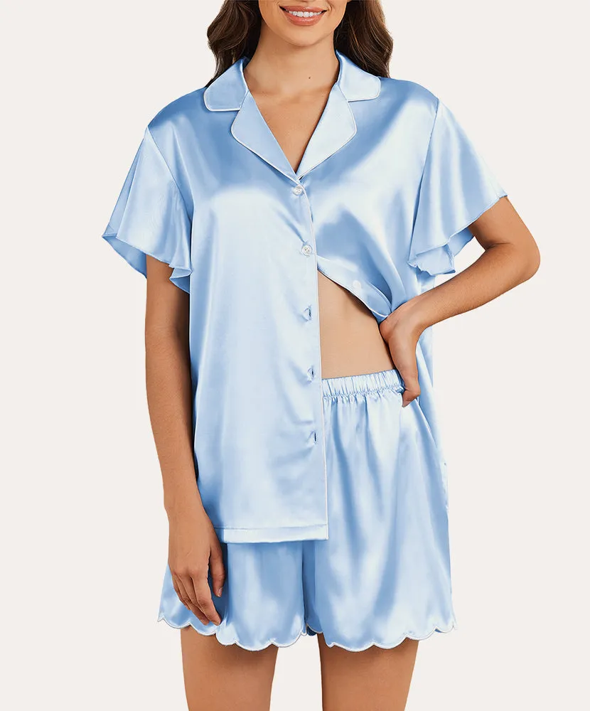 Satin Ruffle Sleeves Pajama Set (US Only)