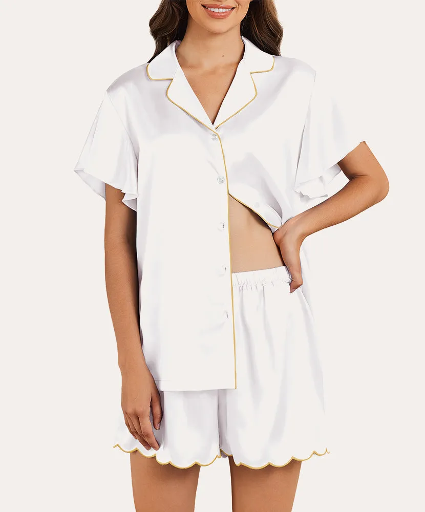 Satin Ruffle Sleeves Pajama Set (US Only)