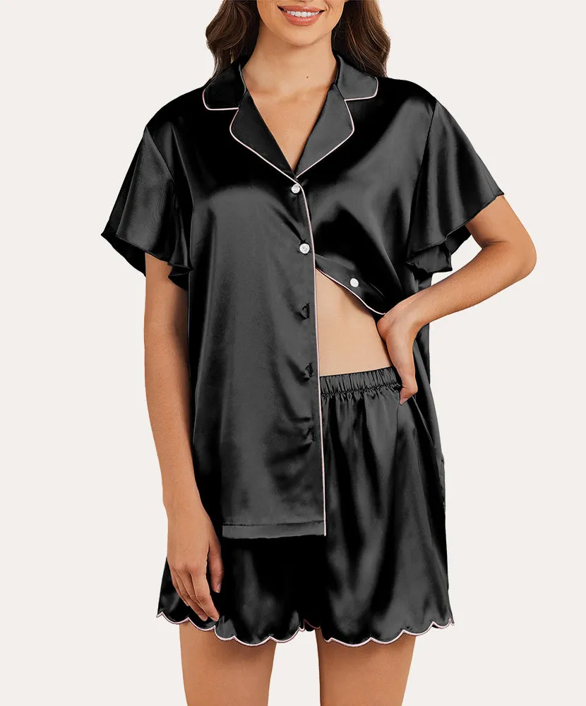 Satin Ruffle Sleeves Pajama Set (US Only)