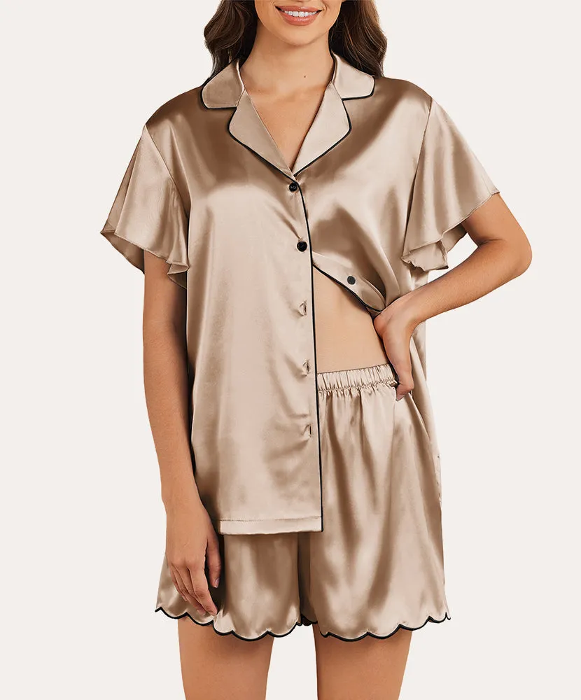 Satin Ruffle Sleeves Pajama Set (US Only)