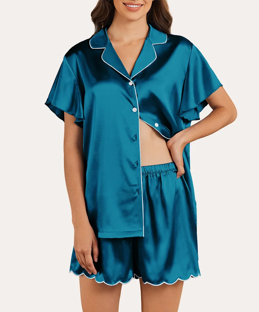Satin Ruffle Sleeves Pajama Set (US Only)