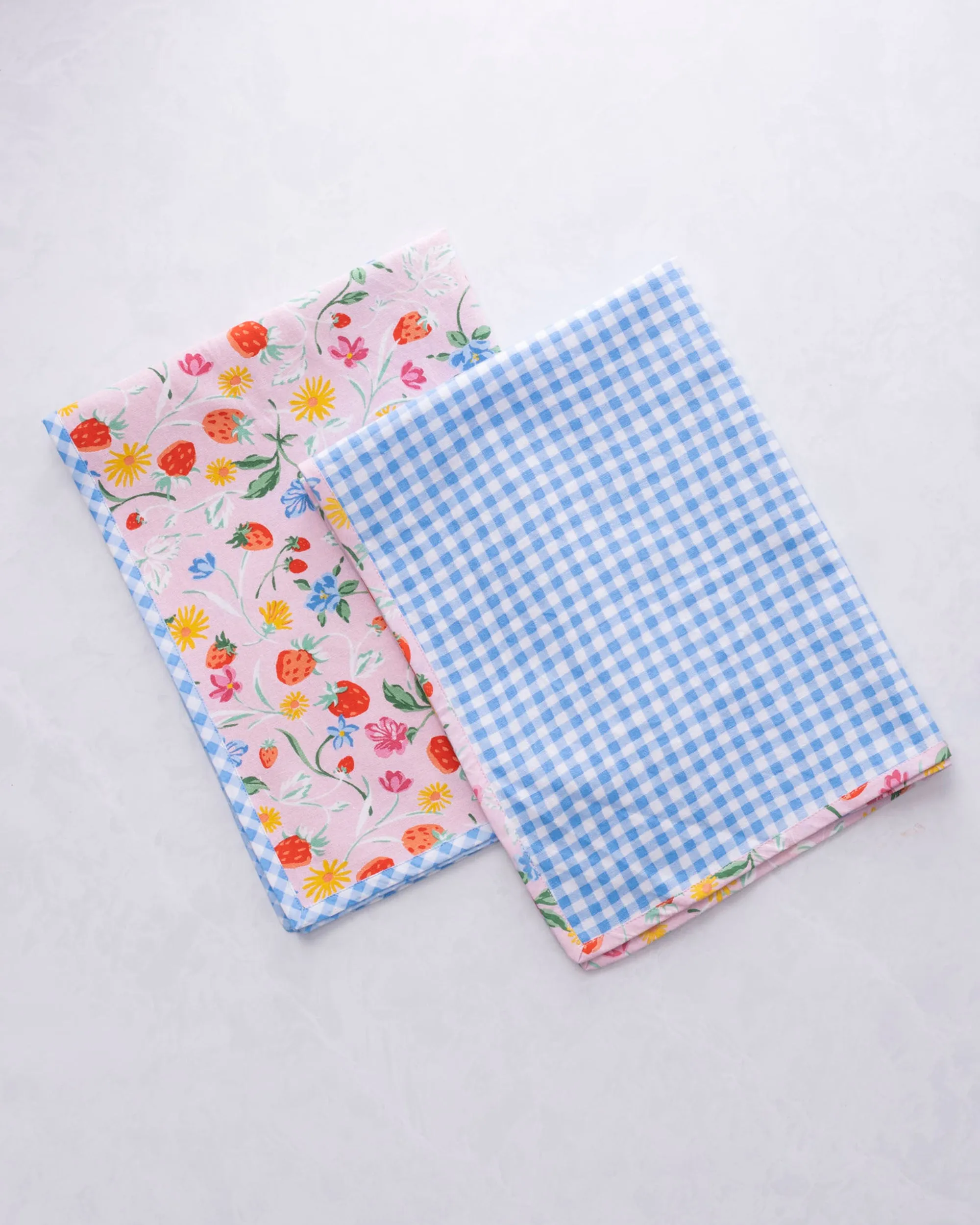 Strawberry Vines - Tea Towels Set Of 2 - Blush