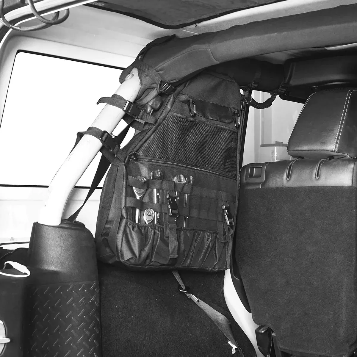 Suparee Rear Roll Bar Jeep Storage Bags with with Multi-Pockets & Organizers for 1997-2024 Jeep Wrangler JK JL TJ LJ