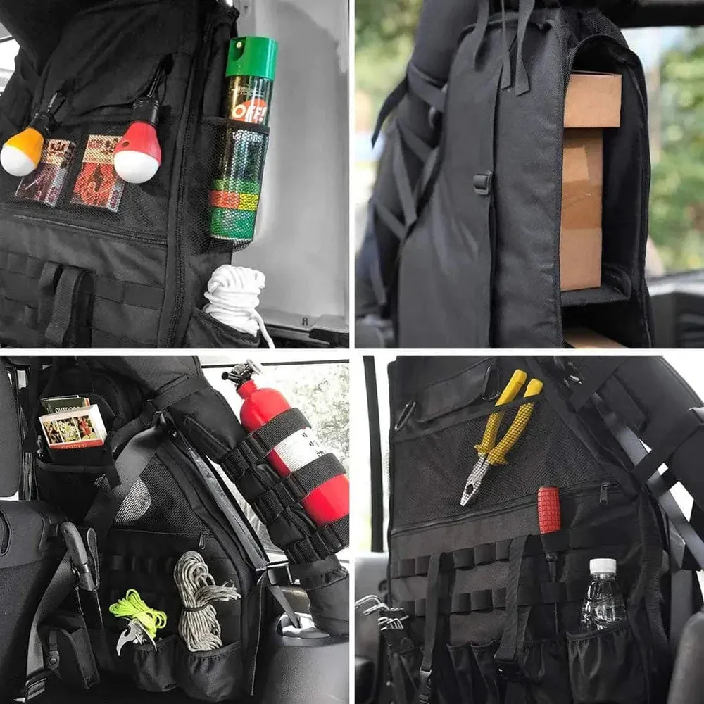 Suparee Rear Roll Bar Jeep Storage Bags with with Multi-Pockets & Organizers for 1997-2024 Jeep Wrangler JK JL TJ LJ