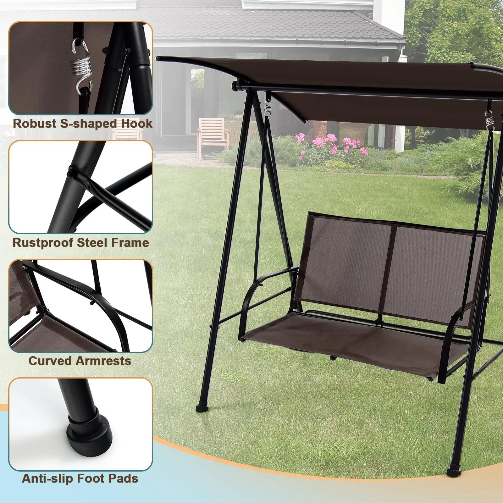Tangkula 2 Person Porch Swing