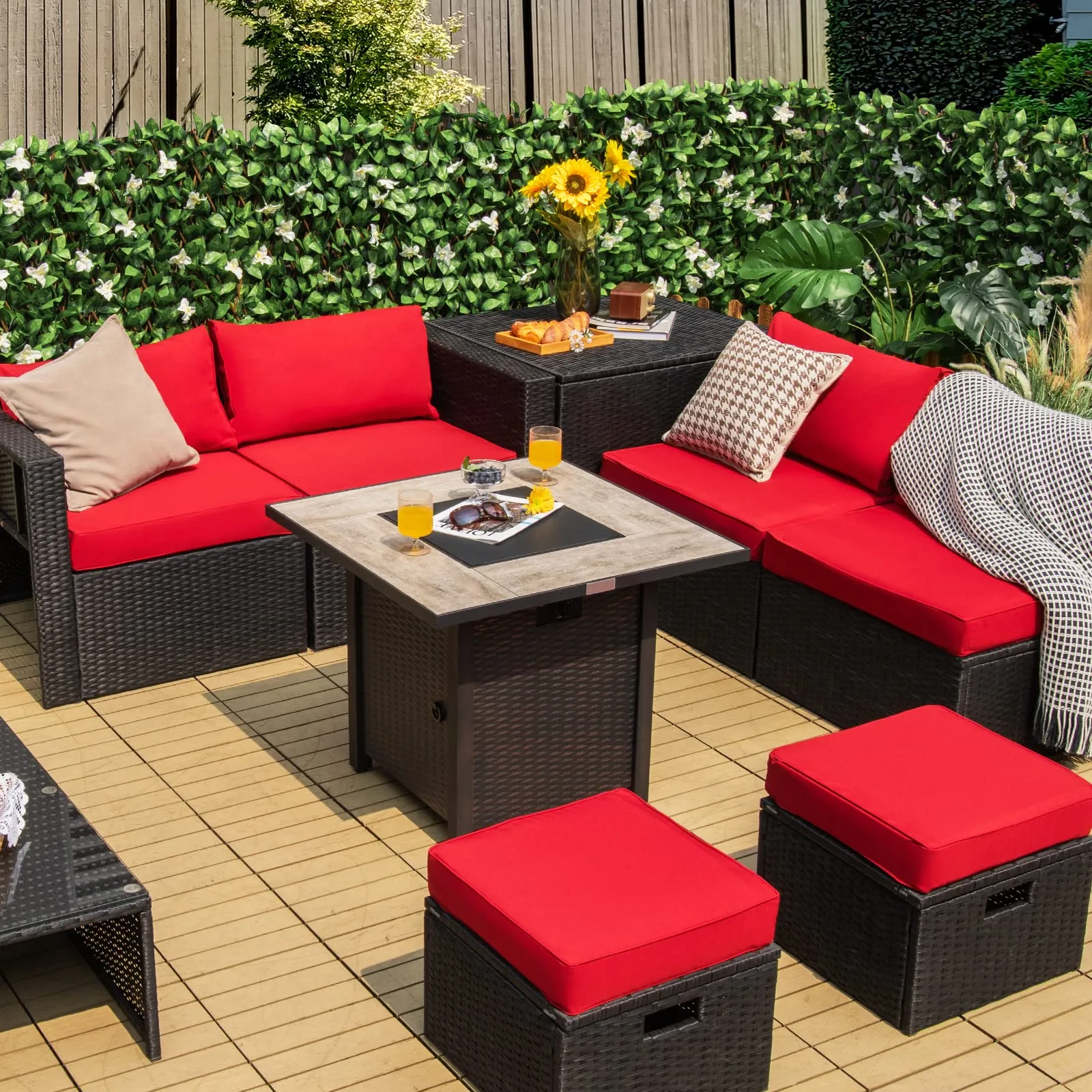 Tangkula 30 Inch Propane Gas Fire Pit Table, Patiojoy 50,000 BTU Square Fire Table