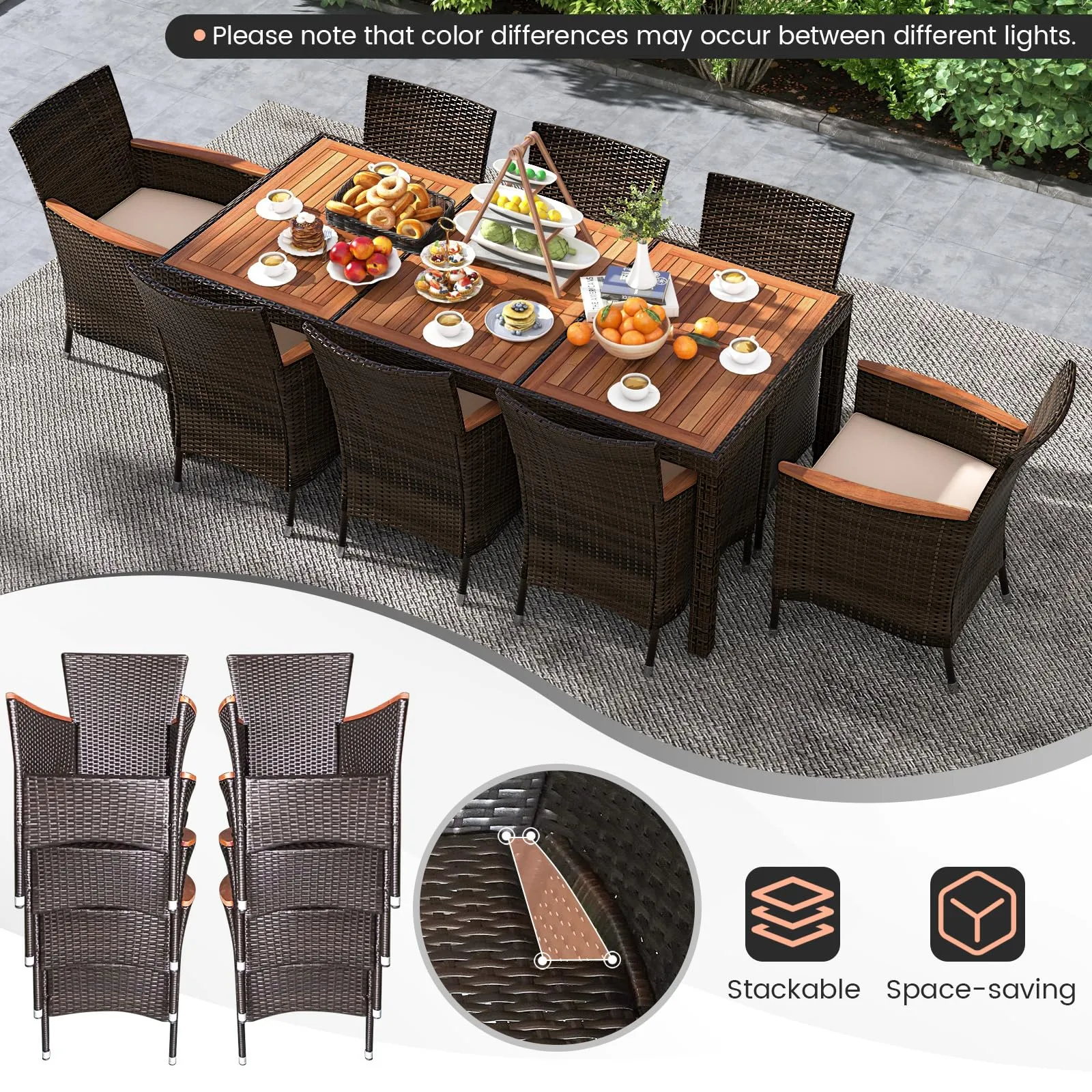 Tangkula 7 or 9 Piece Outdoor Dining Set